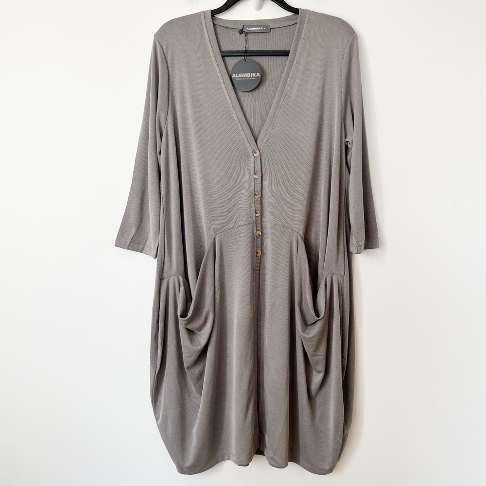 NEW Alembika Essential Draped Cocoon Jacket Fog Womens 12-14